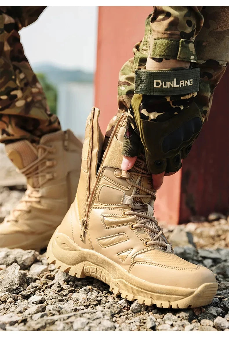 Botas altas de piel para hombre de alta calidad, transpirables, estilo desértico, ideales para actividades al aire libre. Botines antideslizantes para senderismo.