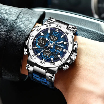 FOXBOX Reloj digital a prueba de golpes para hombre, estilo militar, camuflaje, resistente al agua hasta 5 ATM, relojes electrónicos a prueba de golpes, estilo táctico.