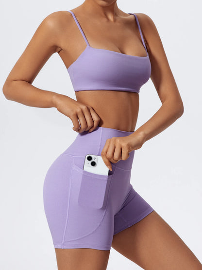 Ctenkevet - Conjunto de dos piezas para mujer, para gimnasio, entrenamiento, sujetador de yoga, pantalones cortos, ropa deportiva, camisola de secado rápido