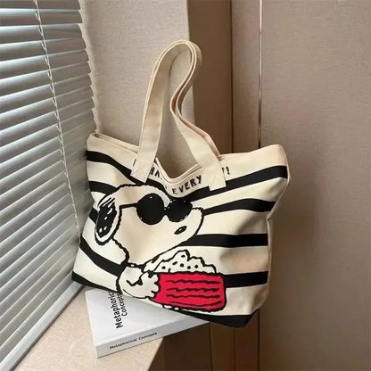 Bolso de lona de gran capacidad con diseño de Snoopy de Disney para estudiantes, ideal para guardar libros, ideal para mamás.