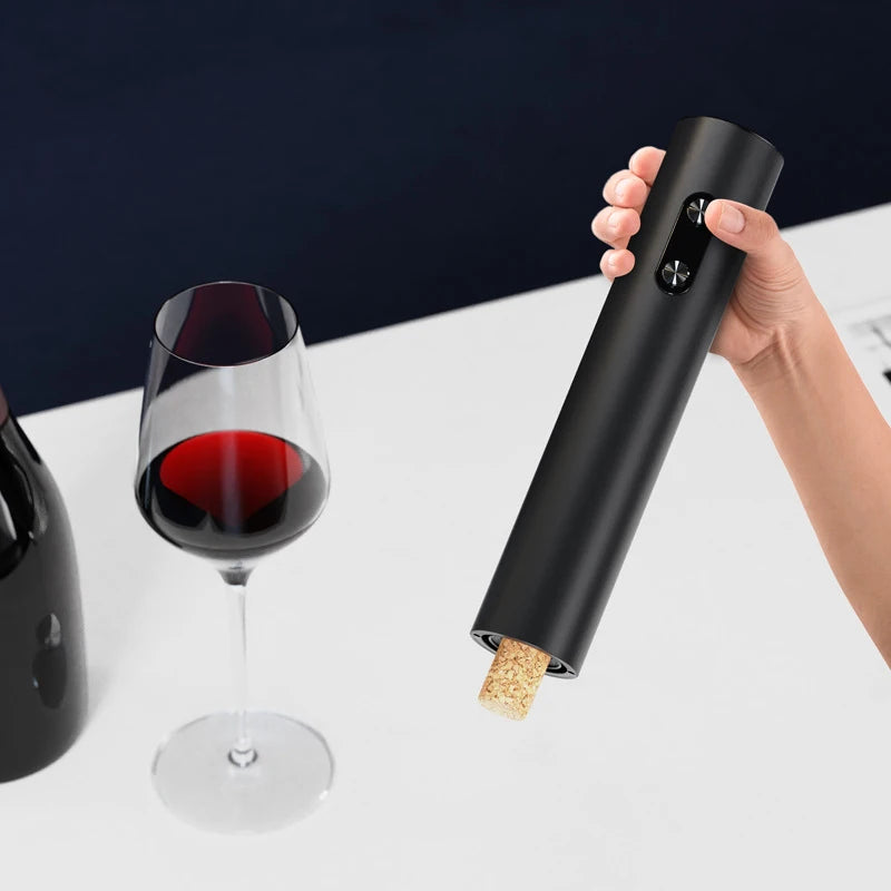 Abridor de botellas de vino eléctrico, sacacorchos automático con aireador, vertedor y cortador de papel de aluminio para cocina, bar, fiestas, regalos, batería.