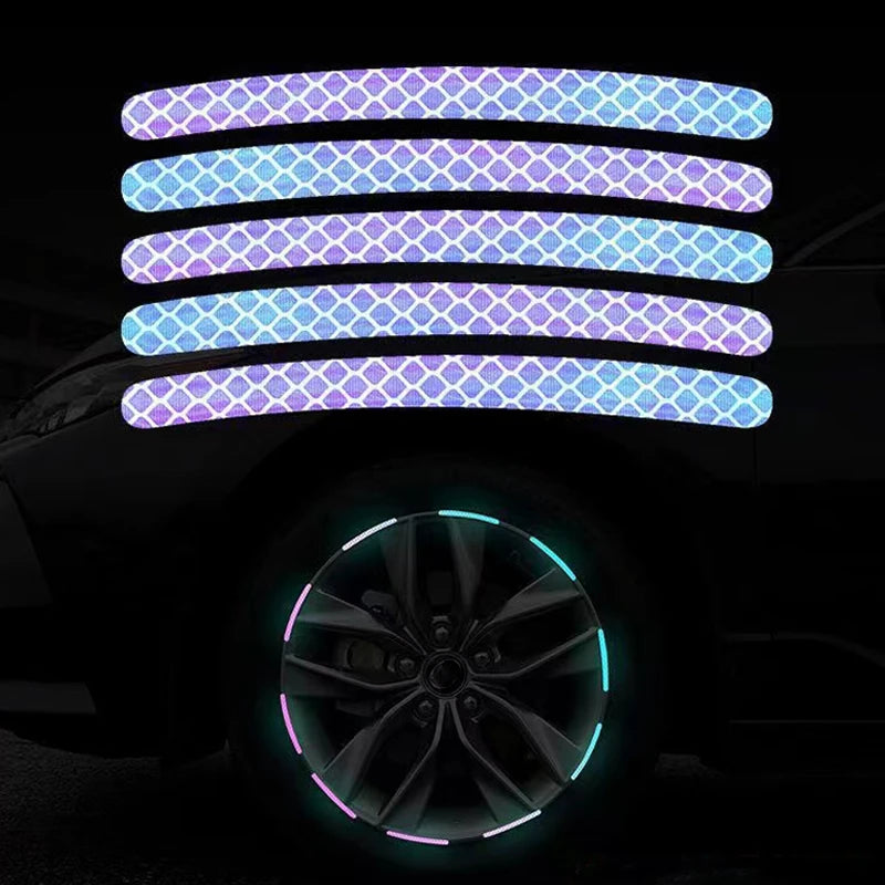 20 pegatinas reflectantes para llantas de coche, fluorescentes nocturnas, de advertencia, decorativas y creativas.