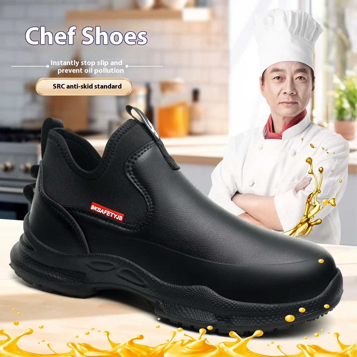 Zapatos de Chef para Hombre, Antideslizantes, Impermeables, Resistentes al Aceite, Cómodos Zapatos de Trabajo para Hombre, Resistentes, Casuales de Negocios, Nueva Moda.