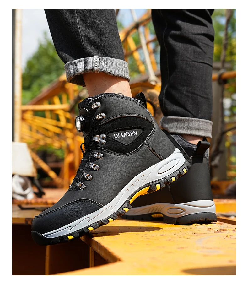 Zapatos de seguridad con botón giratorio, zapatillas de trabajo para hombre, zapatos indestructibles, zapatos de protección a prueba de pinchazos, botas de trabajo, botas tácticas.