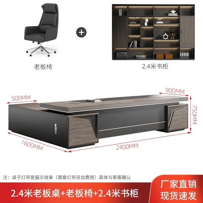 Organizador de escritorio de oficina vintage de lujo ligero en forma de L, escritorios de computadora de madera oscura de mediados de siglo, muebles de oficina Work Art Bureau Meuble