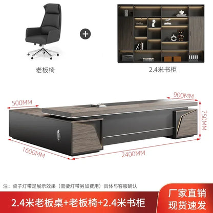 Organizador de escritorio de oficina vintage de lujo ligero en forma de L, escritorios de computadora de madera oscura de mediados de siglo, muebles de oficina Work Art Bureau Meuble