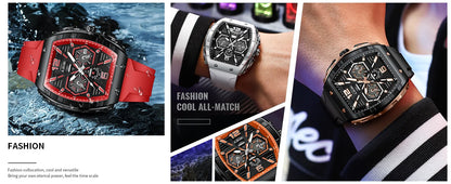 Relojes LIGE de primera marca para hombre, reloj de pulsera de cuarzo cuadrado de lujo, reloj cronógrafo luminoso resistente al agua para hombre, reloj con fecha