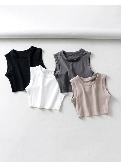 Tops cortos blancos vintage de verano para mujer, estilo motero, estilo punk negro, camiseta sin mangas sexy, ropa urbana coreana, top corto sin mangas para mujer