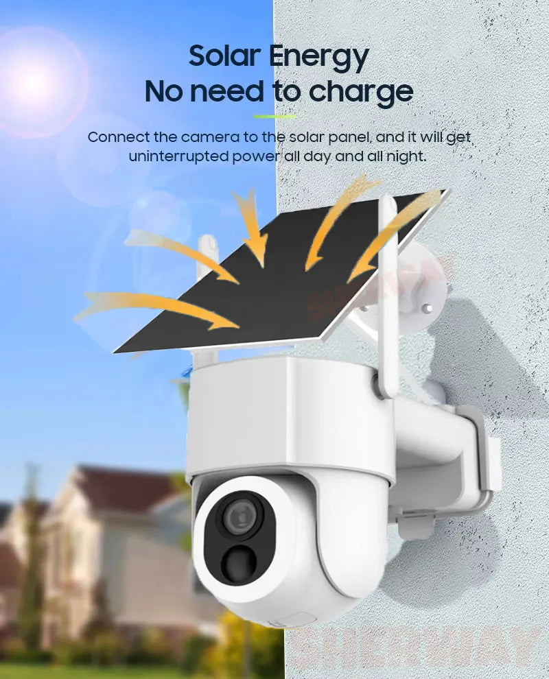 Cámara de seguridad WiFi solar Tuya para exteriores, inalámbrica, 5MP, batería de bajo consumo, cámara PTZ, detección de movimiento PIR, videovigilancia CCTV