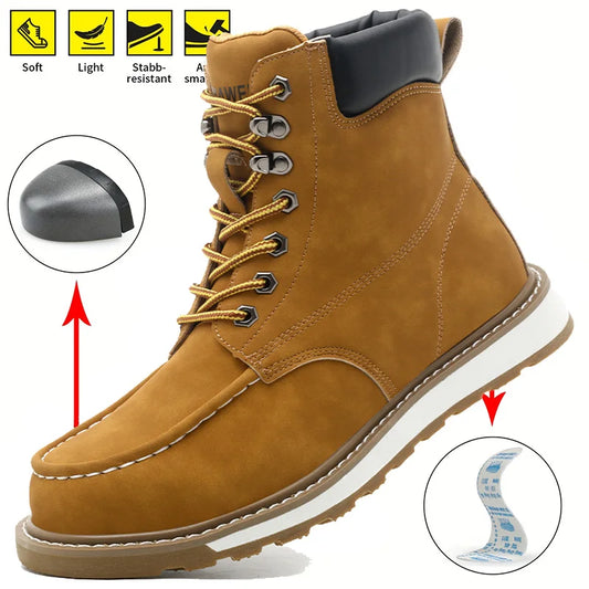 Calzado de seguridad para hombre, resistente a impactos, perforaciones y desgaste. Botas de trabajo antideslizantes de caña alta, ideales para exteriores, fábricas y trabajos de protección.