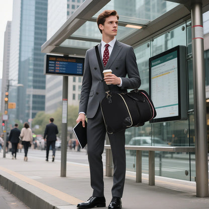 Bolsa de almacenamiento de trajes plegable de gran capacidad, impermeable, de cuero PU, con correa para el hombro, maleta de viaje para viajes de negocios.