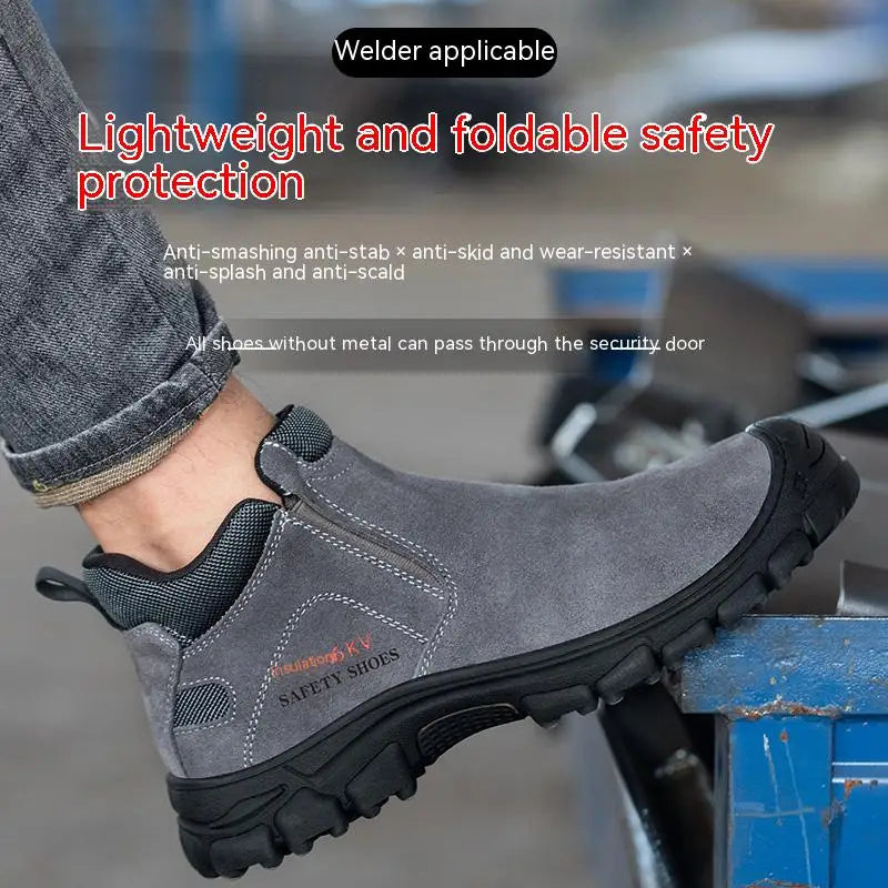 Zapatos de seguridad para hombre con puntera de acero, transpirables, suaves, antideslizantes, botas de trabajo protectoras, calzado cómodo para hombre, aislamiento 6KV.