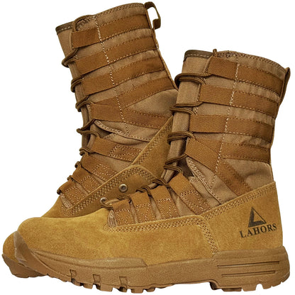 Botas tácticas de combate LAHORS de piel de ante ligera para hombre, ideales para senderismo al aire libre, estilo militar del desierto, transpirables, hasta el tobillo, fabricadas en material sintético.
