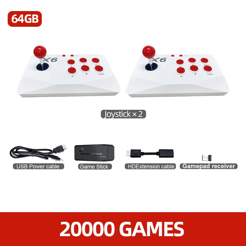 Consola de videojuegos arcade VILCORN 4K TV Game Stick con doble joystick arcade, 41000 juegos para MAME/Sega/PS1/Atari, regalo para niños