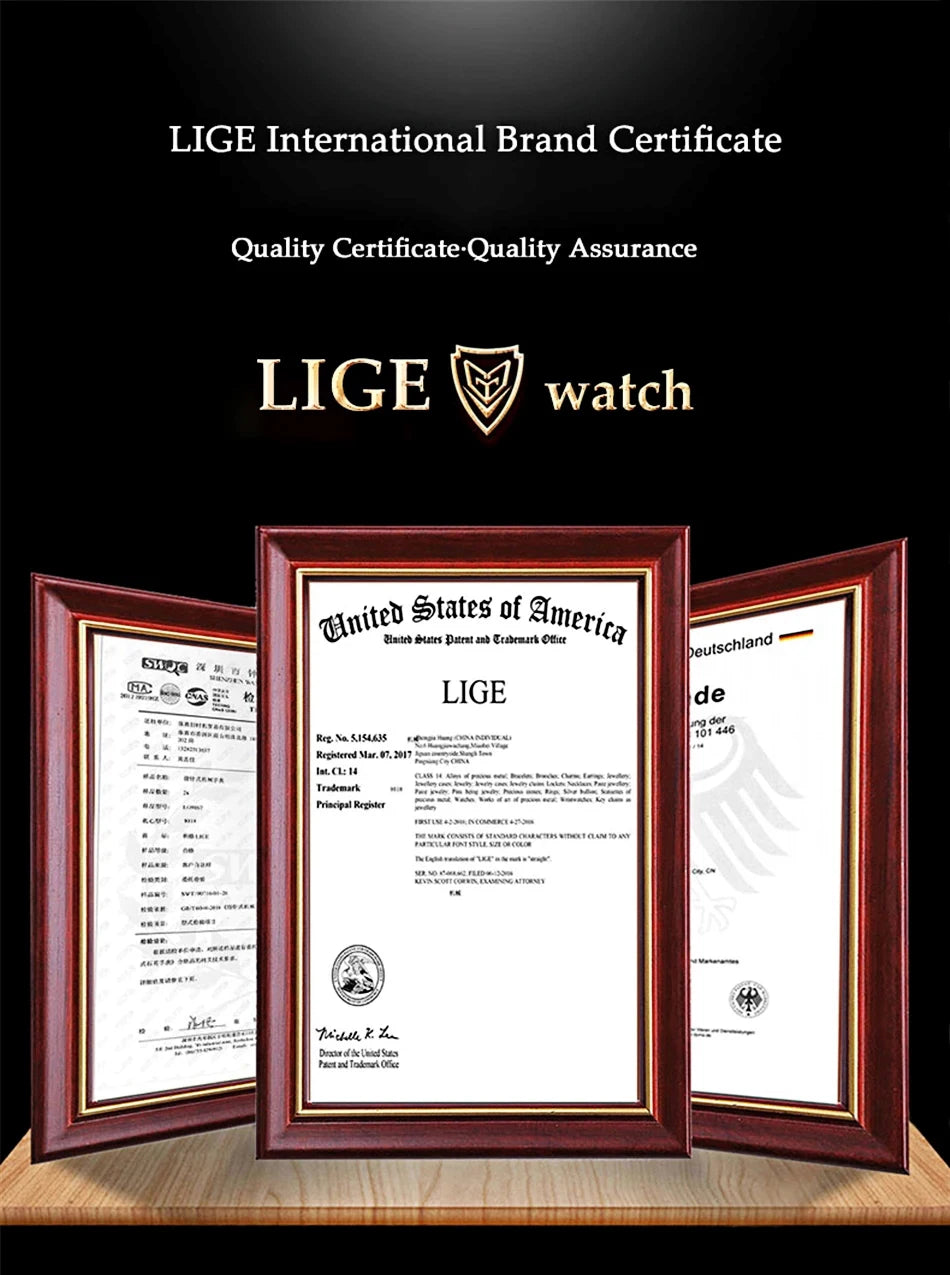 Reloj LIGE original para hombre, deportivo, de negocios, multifuncional, con calendario y código de tiempo, correa de silicona, reloj de cuarzo de marca de lujo para hombre