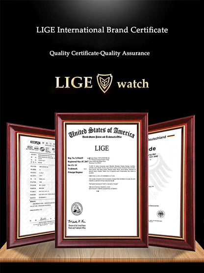 Reloj LIGE original para hombre, deportivo, de negocios, multifuncional, con calendario y código de tiempo, correa de silicona, reloj de cuarzo de marca de lujo para hombre