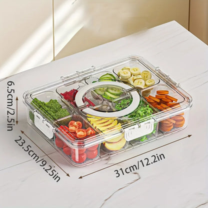 Bandeja para servir con tapa, contenedor para almacenar alimentos, caja para refrigerios, contenedores para refrigerios con 8 compartimentos, contenedores para almacenar frutas