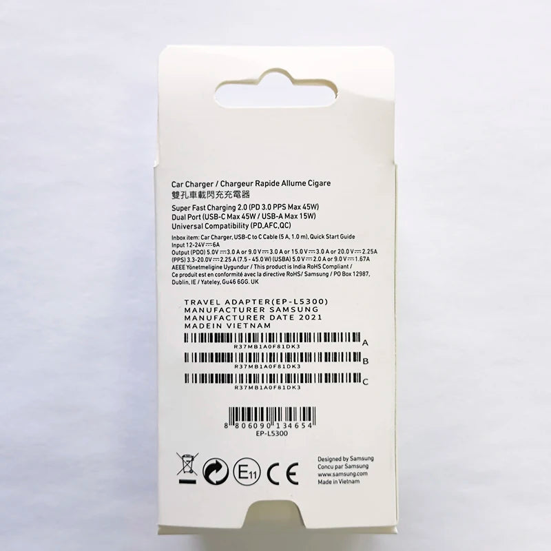 Cargador de coche original Samsung de 45 W, tipo C PD, carga rápida, Samsung S25, S24, S23 Ultra Plus, S22, S21 FE, A54, A55, Z Flip, Z Fold 7, 6, 5, 4