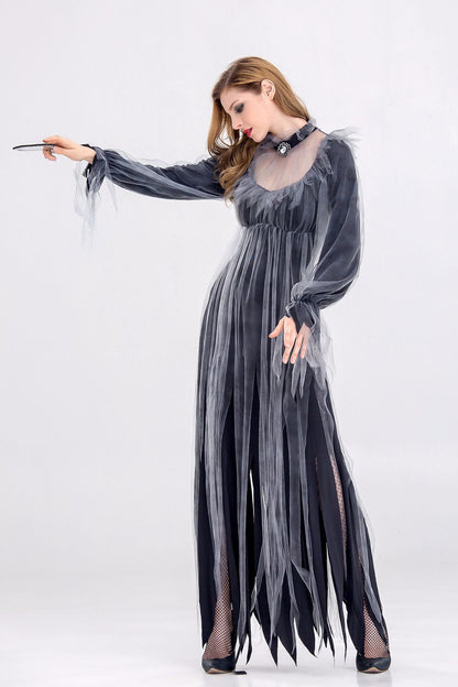 Horror Cosplay Witch Women Scary Zombie Vampire Halloween Carnival Costume Spooky Ghost Medieval Hooded Cape Day of The Dead