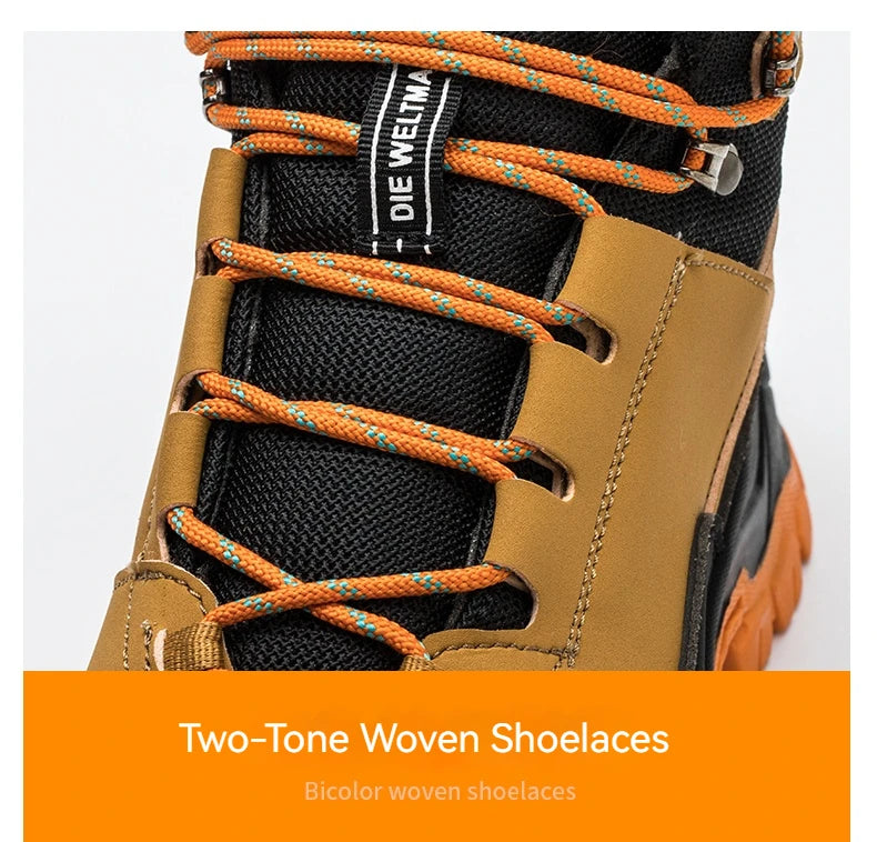 Botas de seguridad para hombre con puntera de acero, antigolpes y resistentes a perforaciones, de calidad europea.