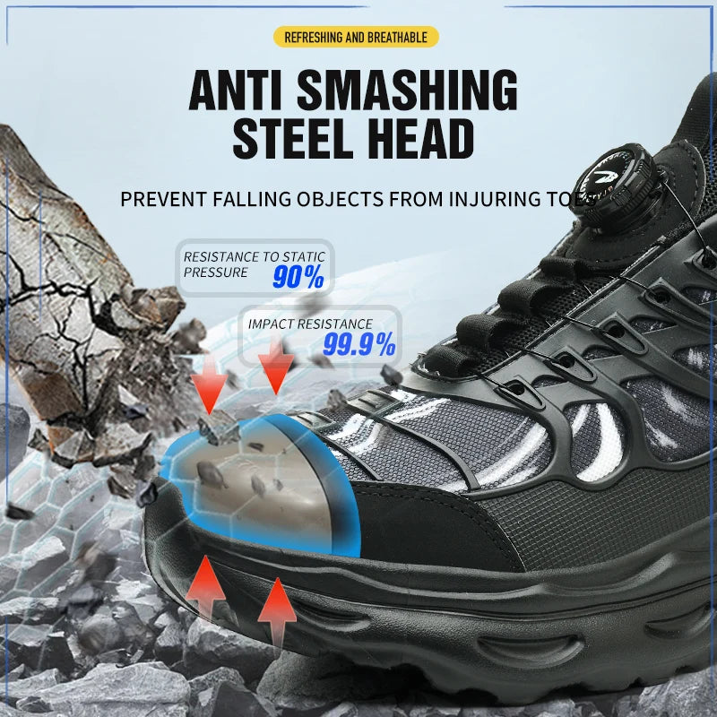 Calzado de seguridad talla 47 48 para hombre y mujer, zapatos de trabajo con puntera de acero, ligeros, botas de seguridad indestructibles, zapatillas de trabajo.