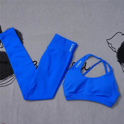 Conjunto de 2 piezas de yoga para mujer, leggings de cintura alta sin costuras, sujetador deportivo, ropa de entrenamiento, ropa deportiva para correr