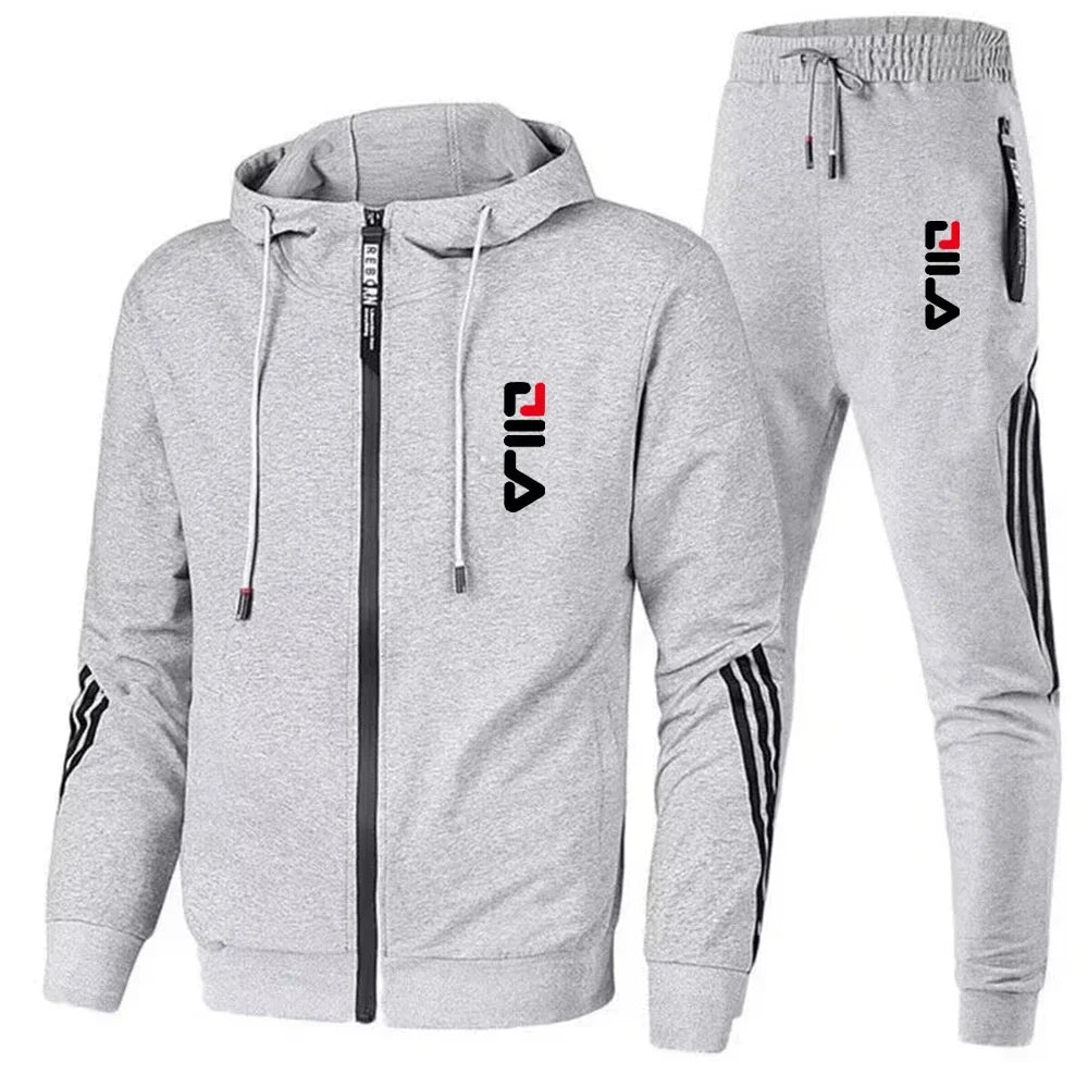Conjunto deportivo para hombre primavera-otoño 2025: chaqueta deportiva informal + pantalón deportivo, moda para correr y conjunto deportivo con estilo.