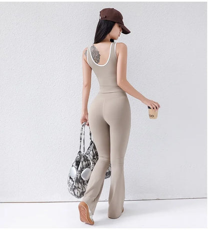 Women's CrossFlow Set: Open Back Top & 8" Shorts w/Second-Skin Fit & Run-Ready Yoga Trim