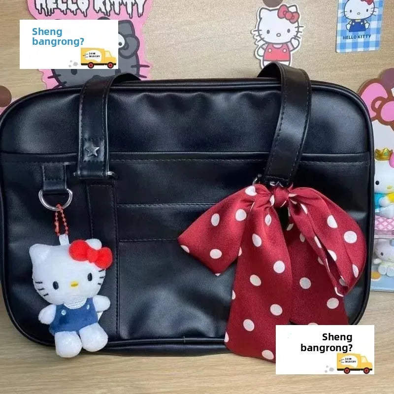 Bolso de mano japonés de gran capacidad para mujer, estilo universitario sencillo, con forma de sobre de anime, de cuero suave.