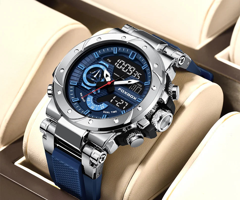 Reloj LIGE para hombre, correa de moda, deportivo, militar, calendario semanal, relojes de cuarzo, LED, pantalla dual, cronógrafo, relojes digitales para hombre