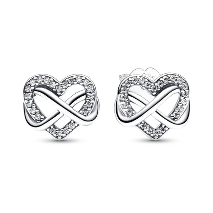 Pendientes de plata 925 con forma de corazón infinito y lazo brillante, originales, para mujer, regalo, joyería fina, 2025