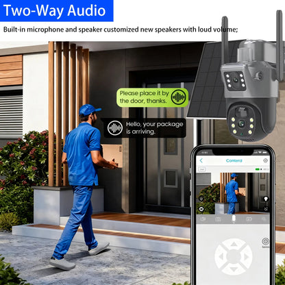 Cámara solar 4K de 8 MP con doble pantalla, Wi-Fi de doble banda 5G y 2.4 GHz, PTZ inalámbrica para exteriores, detección PIR, CCTV, EseeCloud