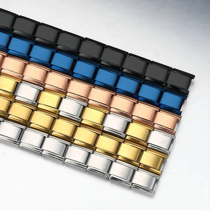 Pulsera GEMOSA de acero inoxidable con dijes italianos de 9 mm de ancho, cadena de eslabones elásticos, joyería DIY de alta calidad.