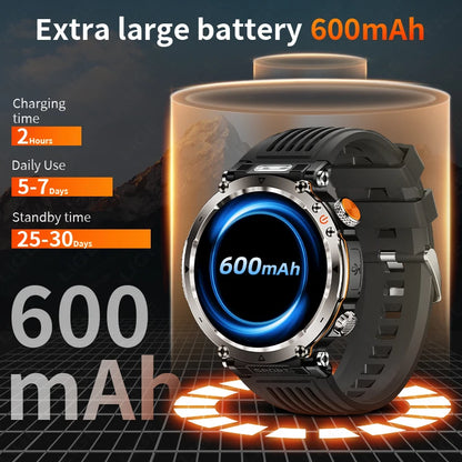 Reloj inteligente para hombre, nuevo, con batería de 600 mAh, control de la temperatura, el oxígeno en sangre, la salud, brújula, IP68, resistente al agua, linterna LED