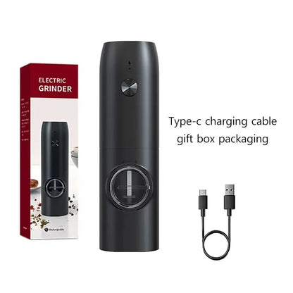 Juego de 2 molinillos eléctricos de sal y pimienta, molinillo de pimienta automático, recargable por USB, grosor ajustable, manejo con una sola mano