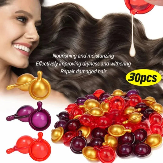 Cápsula de vitaminas para el cabello Aceite de queratina Restauración rápida Cuidado del cabello suave y brillante Nutrir Reparar el cabello dañado Tratamiento para la división Producto