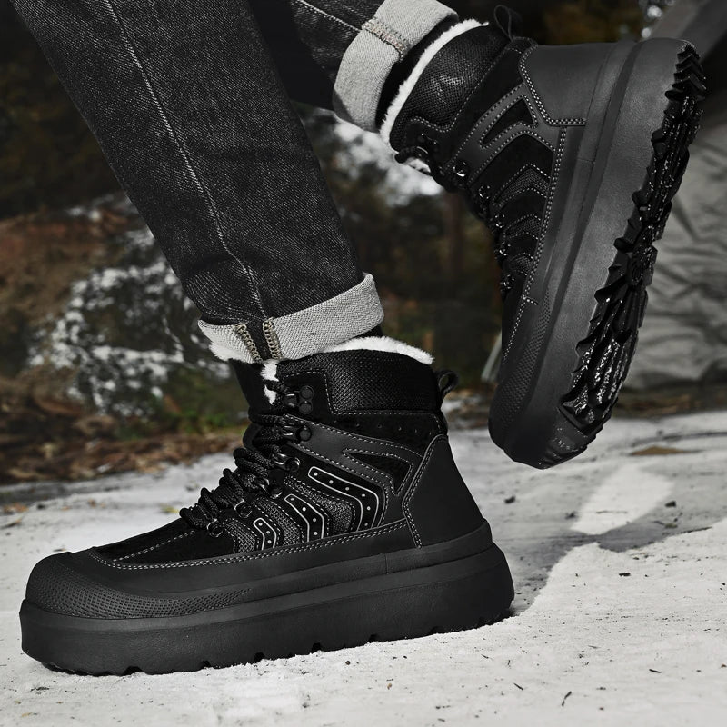 Zapatillas altas de ocio, botines cómodos de moda para hombre, botas para exteriores, zapatos de negocios antideslizantes, nuevas botas de cuero para motocross de hombre