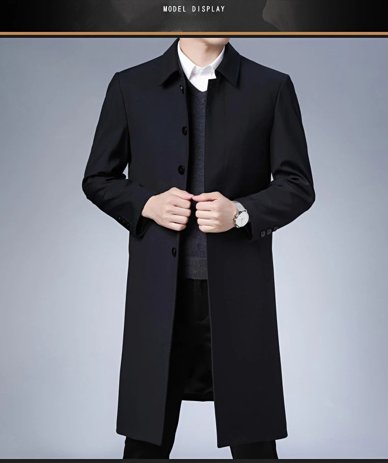Autumn Winter Men Trench Coat Business Fashio Casual Male Jackets Slim Comfort Warm Windproof Top Trend Streetwear Outerwear New