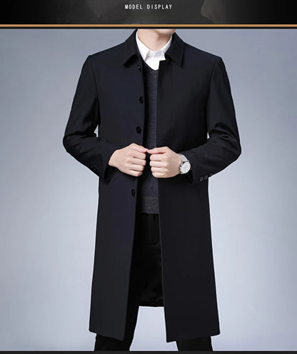 Autumn Winter Men Trench Coat Business Fashio Casual Male Jackets Slim Comfort Warm Windproof Top Trend Streetwear Outerwear New