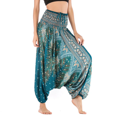 Bohemian Pants Women Pantalones Mujer Hippie High Waist Rayon Harem Baggy Boho Yoga Beach Wear Pour Femme Calca Feminina Printed