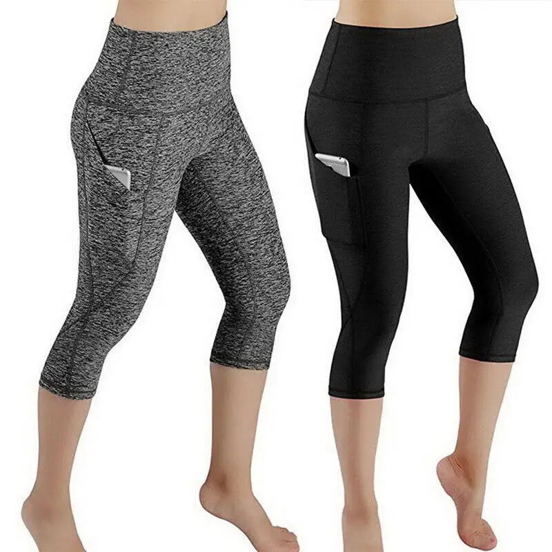 Leggings deportivos sin costuras de cintura alta para mujer, pantalones capri elásticos para yoga, gimnasio, entrenamiento, fitness y running.