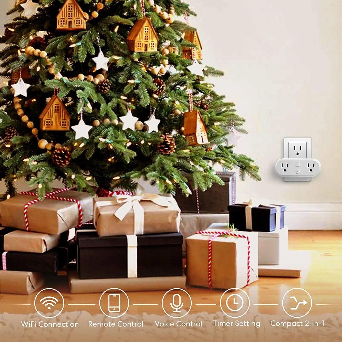 Enchufe inteligente doble WiFi 2 en 1 Meross HomeKit (EE. UU.) con control remoto y compatibilidad con Alexa, Google Home y SmartThings