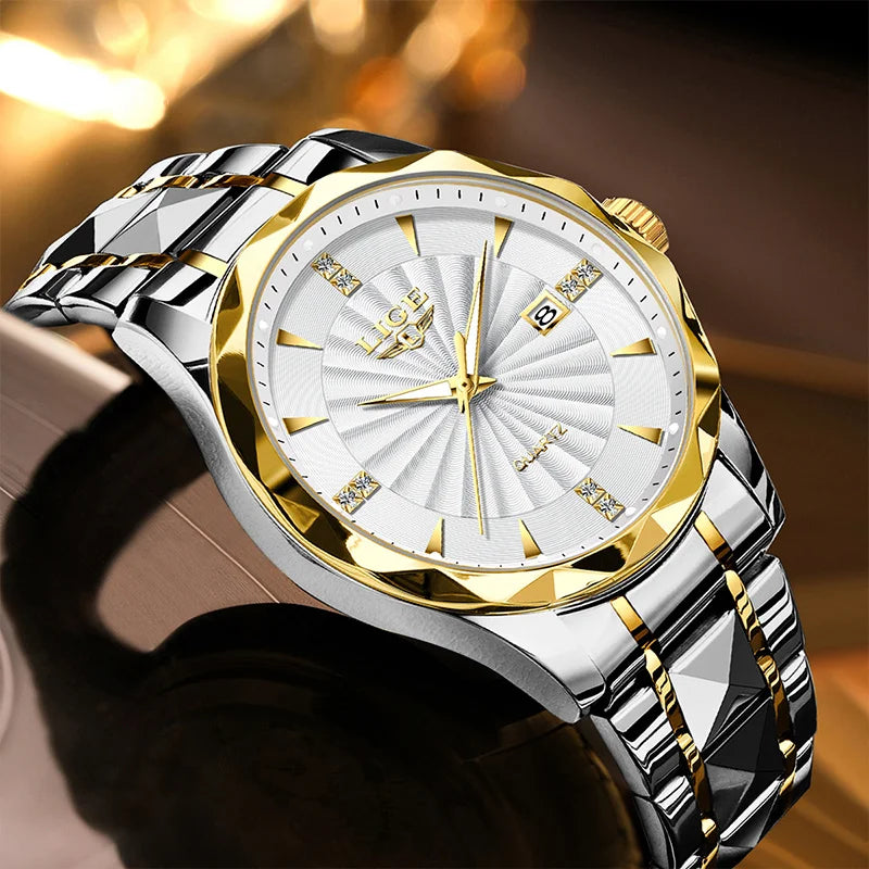 Reloj de lujo LIGE para mujer, moderno, deportivo, para exteriores, luminoso, de cuarzo, con movimiento importado, resistente al agua, de acero inoxidable.