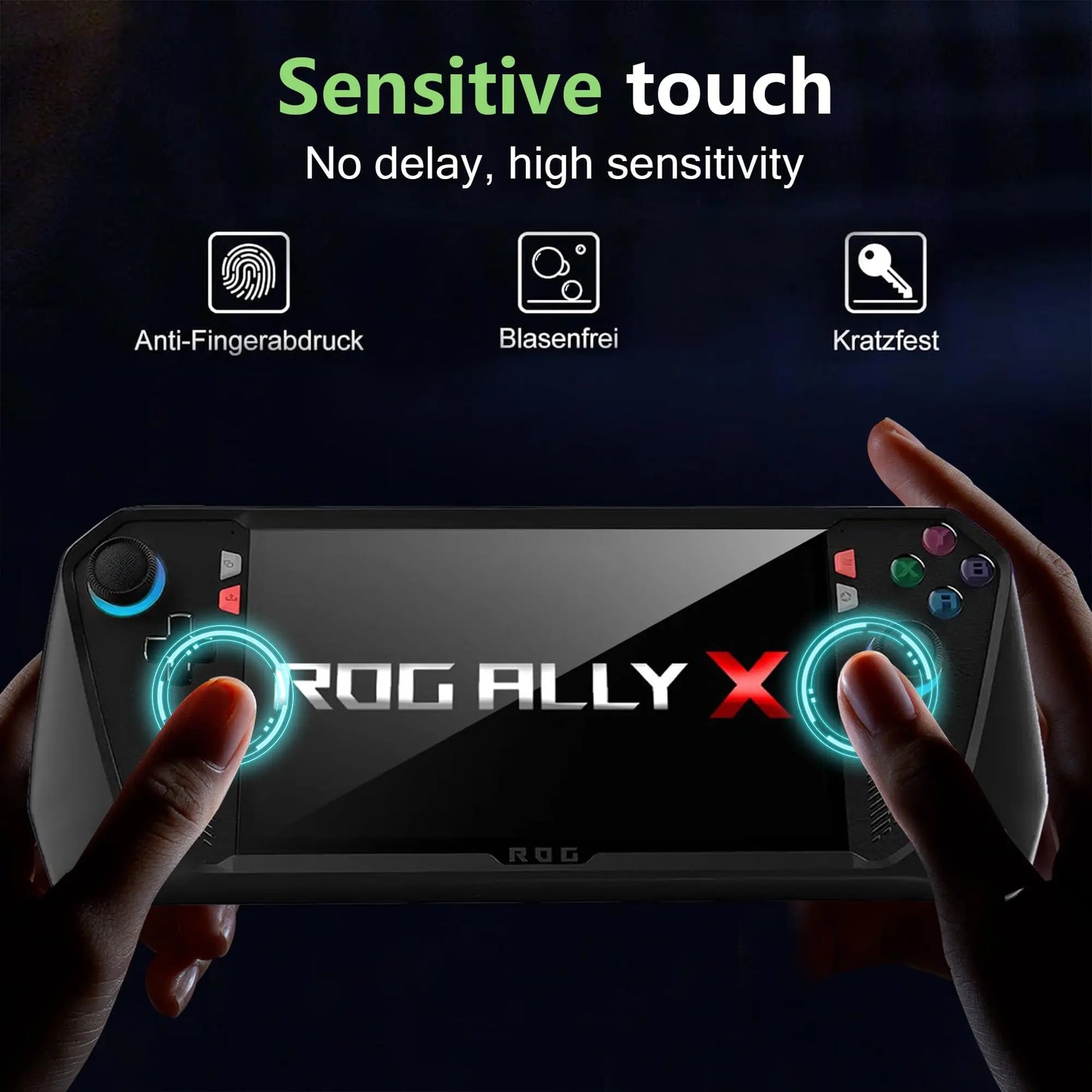 Cristal + Estuche de transporte para consola Rog Ally X Accesorios para Asus Rog Ally X Protector de pantalla + Bolsa de almacenamiento protectora portátil