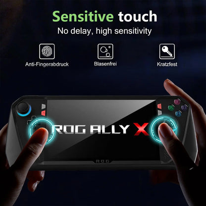Cristal + Estuche de transporte para consola Rog Ally X Accesorios para Asus Rog Ally X Protector de pantalla + Bolsa de almacenamiento protectora portátil