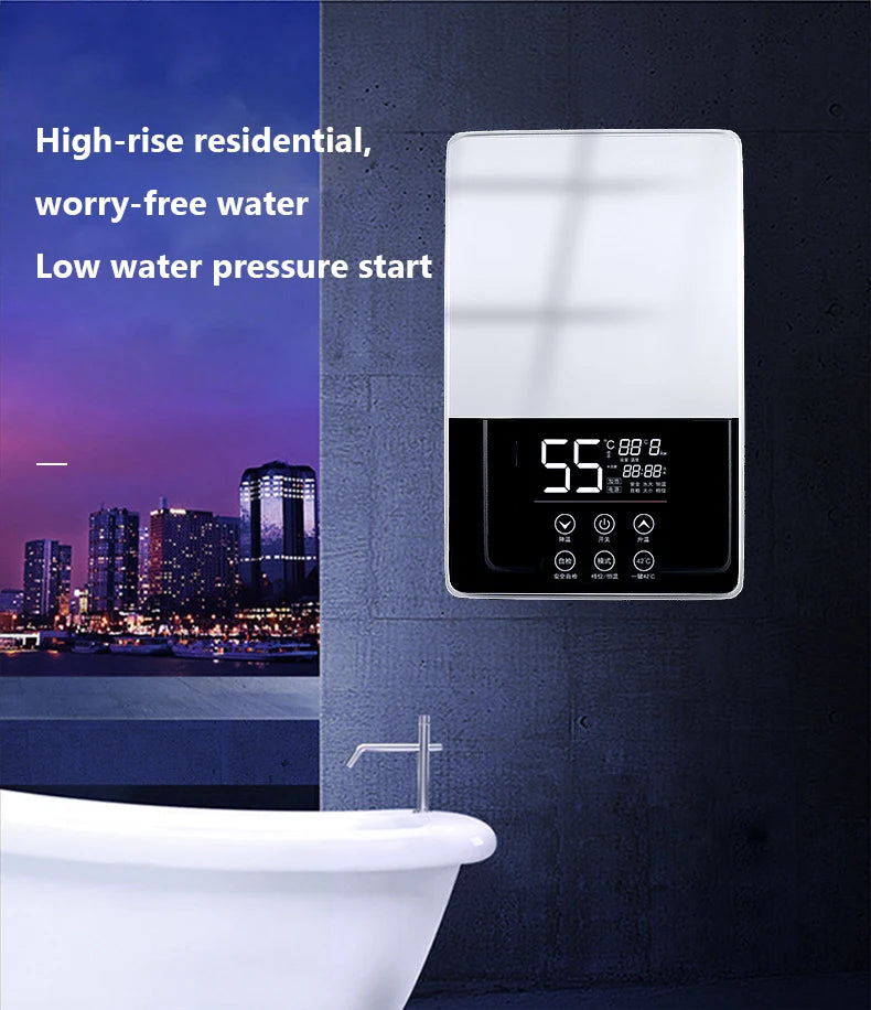 Calentador de agua eléctrico termostático DMWD de 7000 W con control remoto. Calentador instantáneo, resistente al agua y sin tanque, ideal para ducha o bañera.