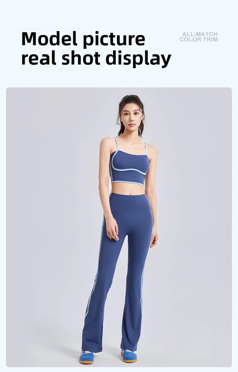 Nuevo traje deportivo para mujer, con efecto push-up, chaleco con tirantes ajustables, cintura alta, micropantalón y traje de yoga de alta elasticidad.