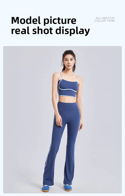 Nuevo traje deportivo para mujer, con efecto push-up, chaleco con tirantes ajustables, cintura alta, micropantalón y traje de yoga de alta elasticidad.