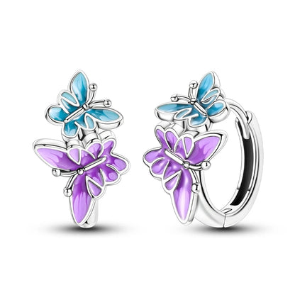 Pendientes de plata de ley 925 con diseño de mariposa, abeja, mariquita y flor de arcoíris para mujer, joyería de moda para fiestas de cumpleaños, regalos