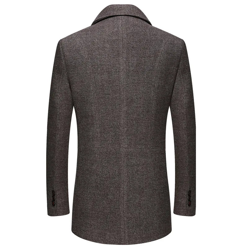 Abrigo de lana grueso con cuello tipo bufanda para hombre, ideal para otoño/invierno. Chaqueta de lana de alta calidad, estilo moderno y corte medio.